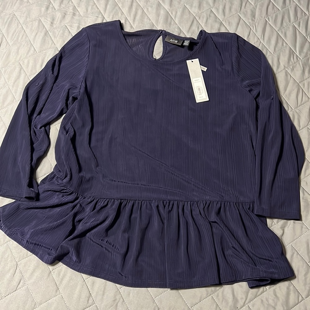 Navy blue shirt with peplum. Apt 9. Petite medium.